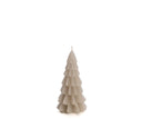 Kaars in de vorm van een kerstboom in de kleur linnen