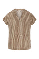 Zusss blouse met tegelmotief in de kleuren lichtbruin en offwhite