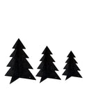 Set van drie zwarte papieren kerstboompjes van Bastion Collections met subtiele glitters