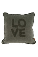 Zusss kussen velvet love in donkergroen met teddy letters