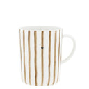 Bastion Collections mok xl stripes van wit aardewerk met bruine strepen en een klein zwart hartje