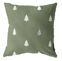 Vierkant buitenkussen van Label-R in olijfgroen met een witte kerstboomprint.