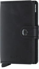 Secrid miniwallet vintage in vintage zwart uitgevoerd in leer en aluminium