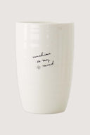 Witte keramieken Zusss mok L met de zwarte opdruk sunshine on my mind.