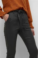Cream broek leatherlook - zwart