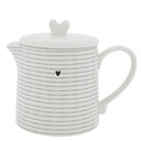 Bastion Collections theepot met lijntjes en zwart hartje