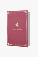 Zusss kerstkaart warm wishes in donkerrood met gouden letters