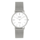 OOZOO horloge - C9906 met zilveren stalen mesh band en witte wijzerplaat