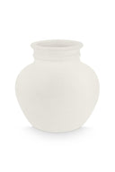 Witte vtwonen vaas van terracotta met een matte structuur