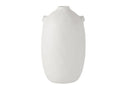 Witte keramische vaas met een smalle opening en een hoogte van 28 cm.