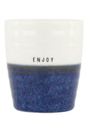 Zusss koffiemok enjoy in de kleuren wit en donkerblauw