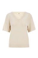 Zusss trui in offwhite met vlindermouwen en V-hals