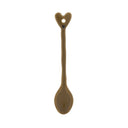 Een aardewerk lepel in caramelkleur met een zwart hartje in de steel van het merk Bastion Collections.