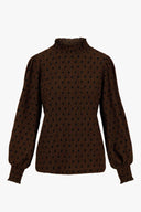 Zusss blouse blockprint in zwart en camel
