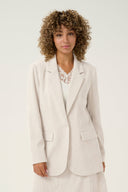 Cream blazer in een crèmewitte kleur met een ribstof textuur