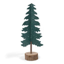 Groene papieren kerstboom op een houten stam
