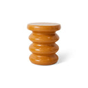 HKliving bijzettafel Allure in de kleur caramel, een rond model gemaakt van terracotta met een geribbelde structuur.