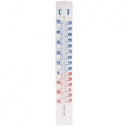 Thermometer 90 cm van metaal met een witte, blauwe en rode afwerking.