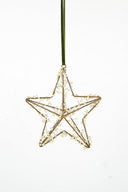 Stervormige decoratiehanger van MrsBloom in antiek goud met glazen kraaltjes en een velvet ophangkoord