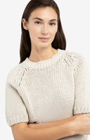 YAYA trui gebreid in de kleur kit beige met grove breistructuur en ronde hals.