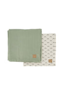Zusss hydrofiele doek xl in de kleur saliegroen met een naturel print