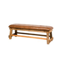 New Routz bank van bruin leer met een houten onderstel