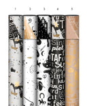 Inpakpapier sint met decoratieve print in de kleuren zwart, wit, goud en kraft