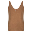 Esqualo top in cappuccino kleur met V-hals en knoopdetails