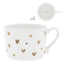 Bastion Collections mok l hearts met hartjespatroon in zwart, wit en caramel