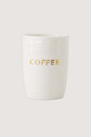 Witte keramieken Zusss koffiemok met de tekst coffee in gouden letters