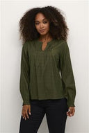 Cream blouse - donkergroen