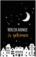 Zoedt poster met tekst Heerlijk avondje is gekomen in zwart en wit
