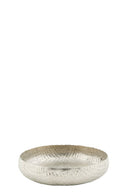 Zilverkleurig metalen MrsBloom dienblad in maat s met een diameter van 16 cm.