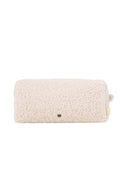 Zusss make-up tas van zachte crème kleurige teddy stof met ritssluiting