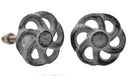 Grijze ronde metalen knop met een diameter van 3 cm