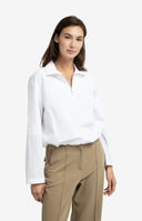 Witte YAYA blouse met polokraag en ballonvormige zoom