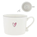 Bastion Collections mok l hart - roze met een watercolor hartje en zwarte lijn langs de rand