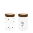 Bastion Collections voorraadpot l van helder glas met een houten deksel.