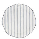 Bastion Collections ontbijtbord stripe in iris blue met een subtiele streep print en een klein zwart hartje in het midden.
