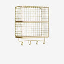 Madam Stoltz wandrek in antiek brass met twee houten legplanken en vier haken