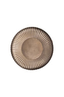 Rond metalen stylingbord van Zusss in de kleur brons met een ribbelstructuur en een klein Zusss logo-label.