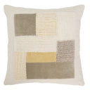 Urban Nature Culture kussen met geometrisch patchworkdesign in naturel en grijs-groen