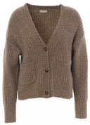 JcSophie vest in de kleur walnut met een V-hals, knoopsluiting en een borstzakje