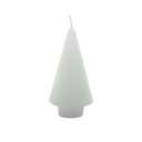Witte kaars in de vorm van een kerstboom met een hoogte van 13 cm.