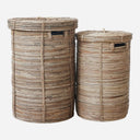 Bamboe opbergmand van House Doctor met deksel in naturel tint