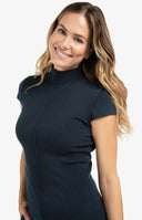 YAYA shirt in donkerblauw met korte mouwen en een col