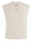 Anna Blue mouwloos vest in latte solid kleur