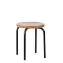 KidsDepot circle kruk in zwart metaal met een naturel mangohouten zitting