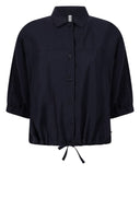 Zoso blouse in navy kleur met klassieke kraag en knoopsluiting