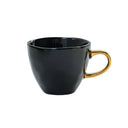 Zwarte Urban Nature Culture mok s good morning van porselein met een goudkleurig oor
